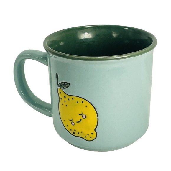 Yellow Sweet Lemon Boston Warehouse 16 Ounce coffee Mug Blue Coffee Cup cocoa - Picture 4 of 10